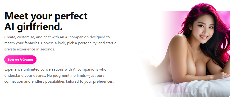 Button for you to Create your perfectAI.NUDE.com girlfriend.
